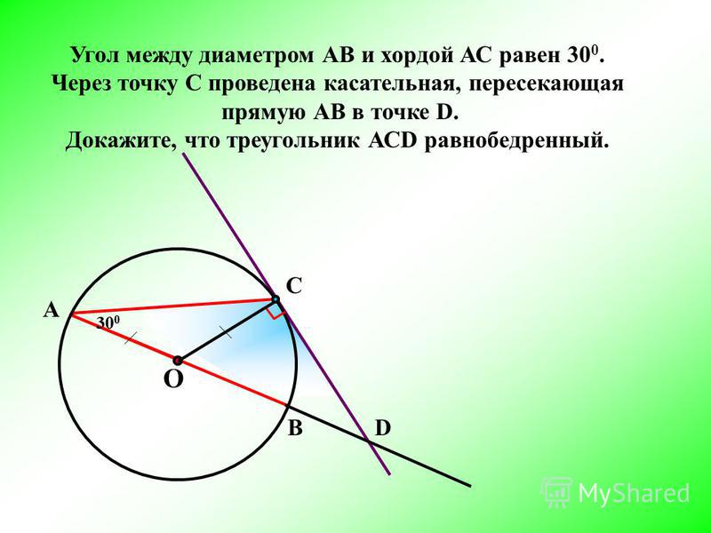 На рисунке аб диаметр окружности мк перпендикулярна ав найдите длину хорды