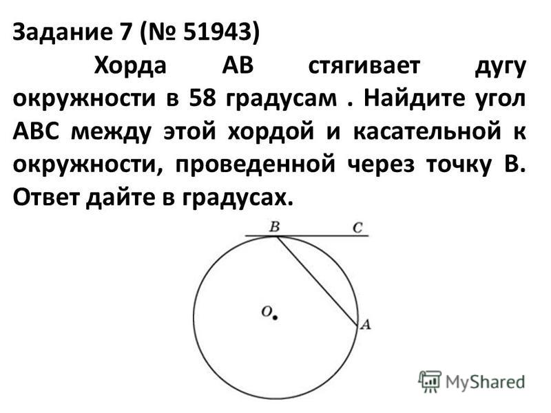 Дуга между хордой и касательной