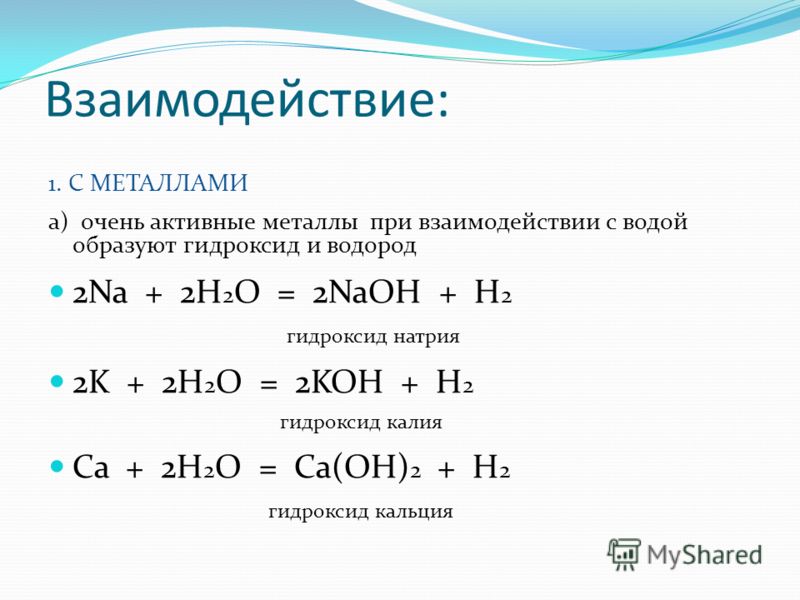 Na h2o уравнение реакции коэффициенты