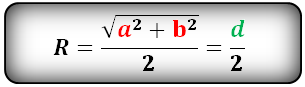 Формула радиуса описанной окружности прямоугольника