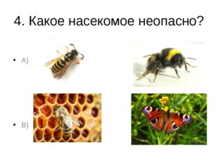 4. Какое насекомое неопасно? А) В) Б) Г) 