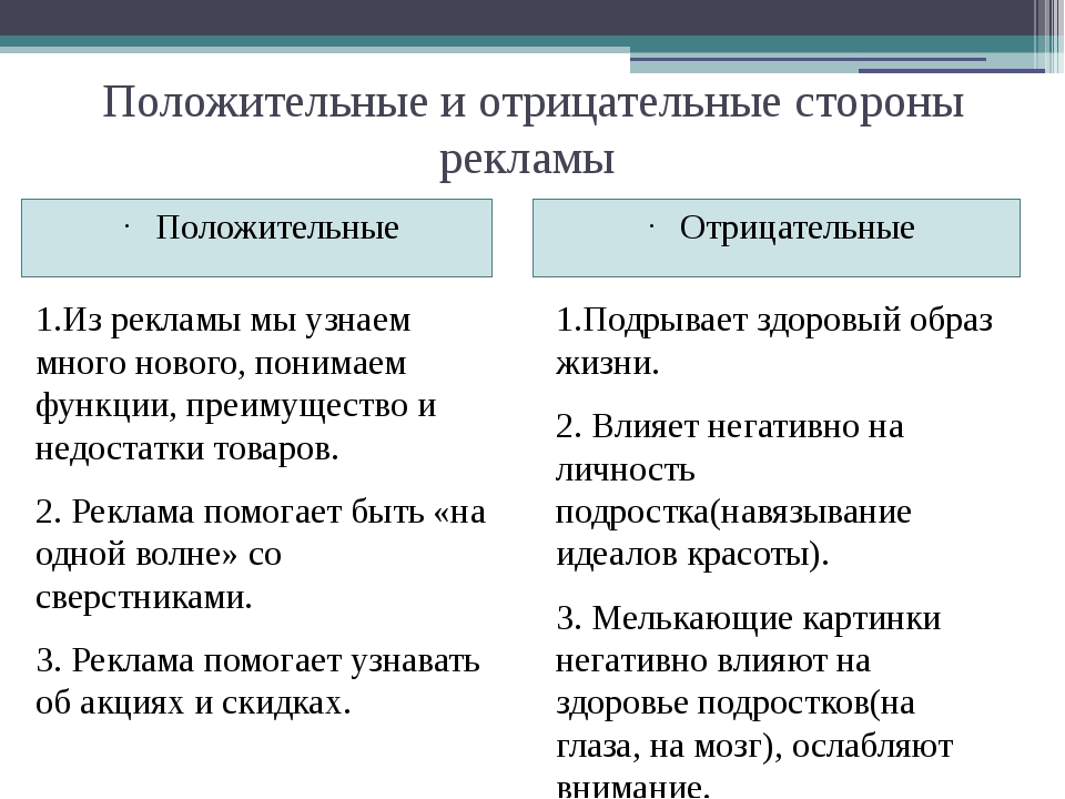 Положительные и отрицательные стороны проекта