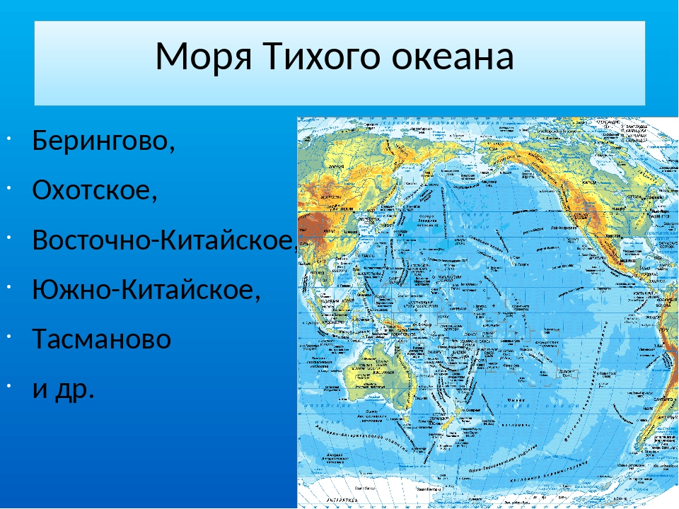 Карта тихого океана с морями