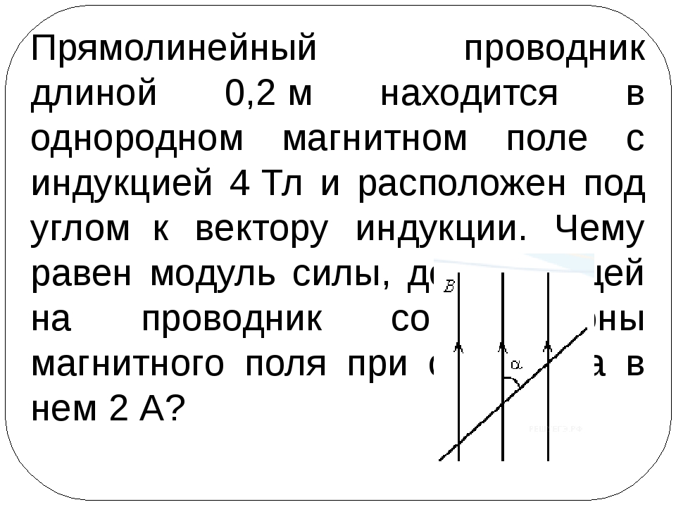 Проводник в однородном магнитном поле. Прямолинейный проводник длиной 0,.