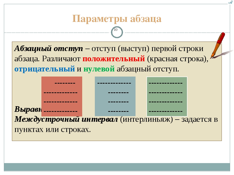 Параметры абзаца