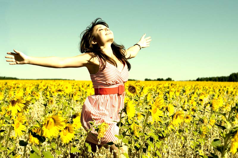 Girl free on the field