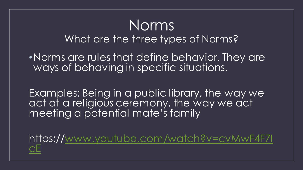 Norms What are the three types of Norms