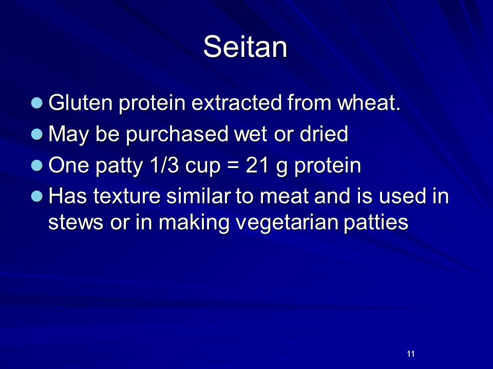 Seitan Gluten protein extracted from wheat.