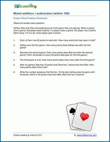 Grade 2 Word Problems Worksheet